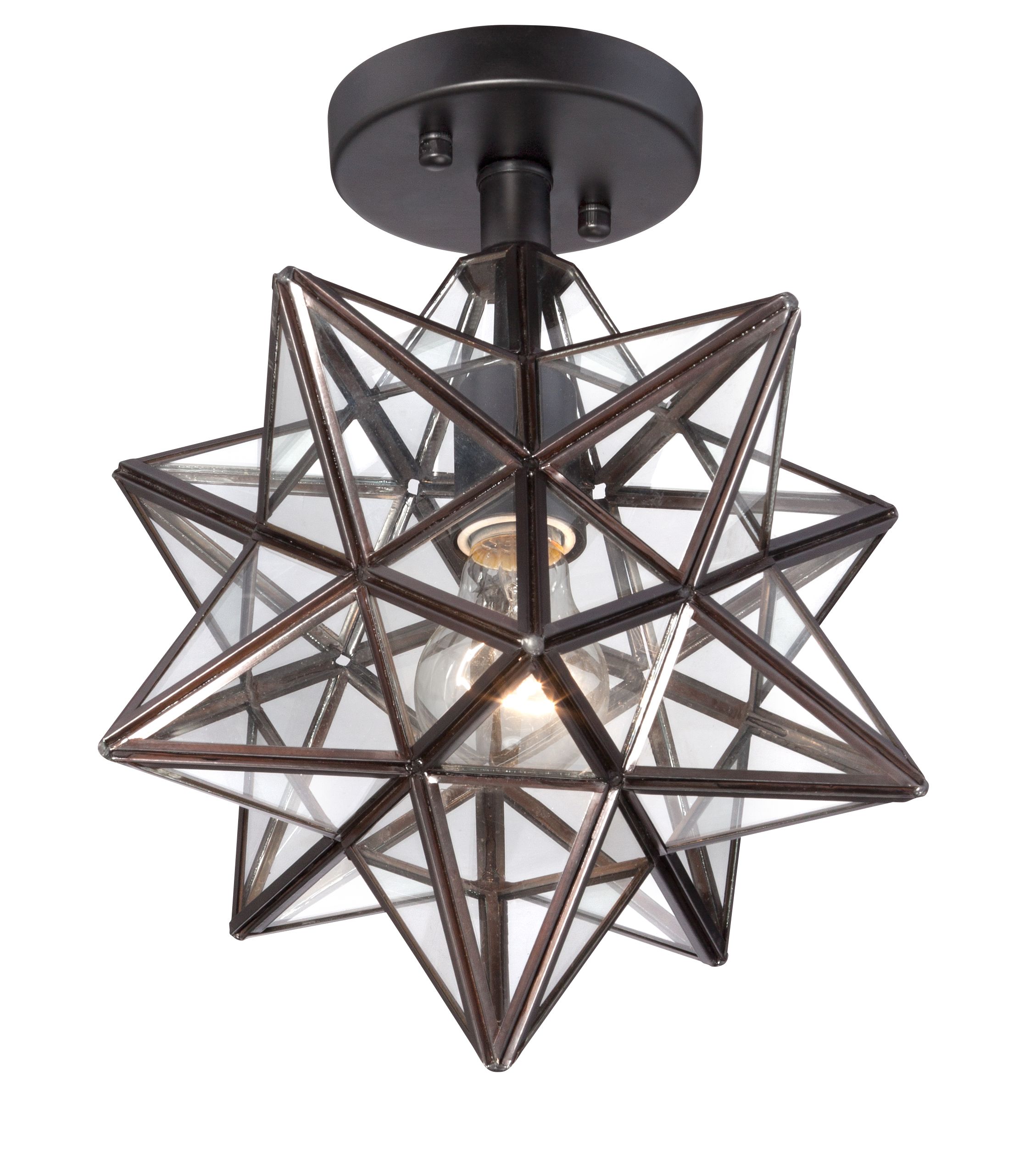 Cuthbert Clear Glass 11" Wide Black Iron Star Ceiling Light 8F491