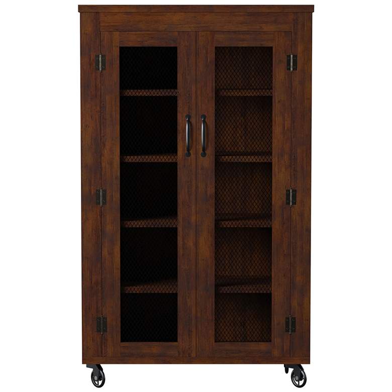 Weaver 52&quot; Vintage Walnut 5-Shelf Rolling Storage Cabinet more views