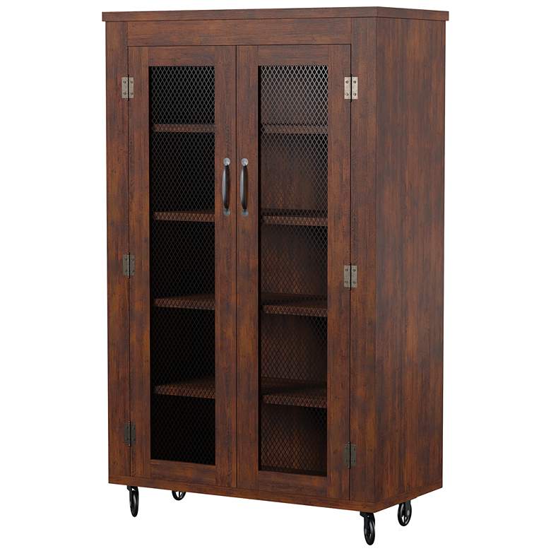 Weaver 52&quot; Vintage Walnut 5-Shelf Rolling Storage Cabinet more views