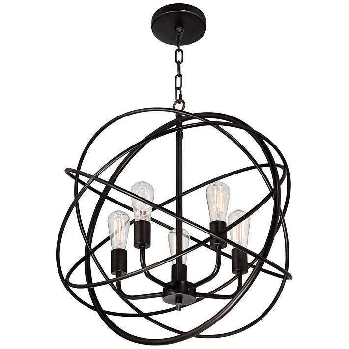 Ellery 24 3 4 Wide Bronze Sphere 5, Black Sphere Light Fixture