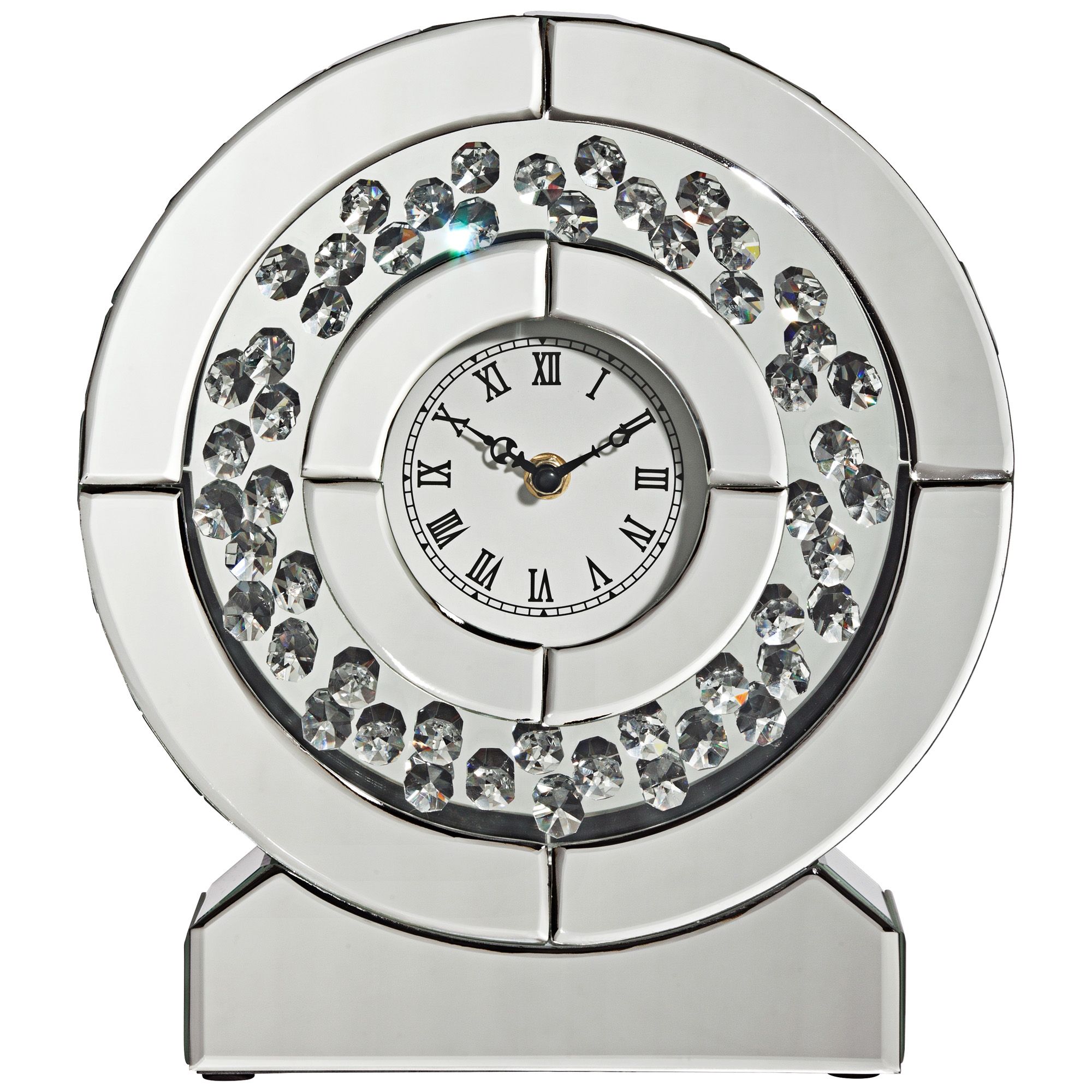 Claudyn Silver Mirrored 12" High Tabletop Clock 8J395 Lamps Plus