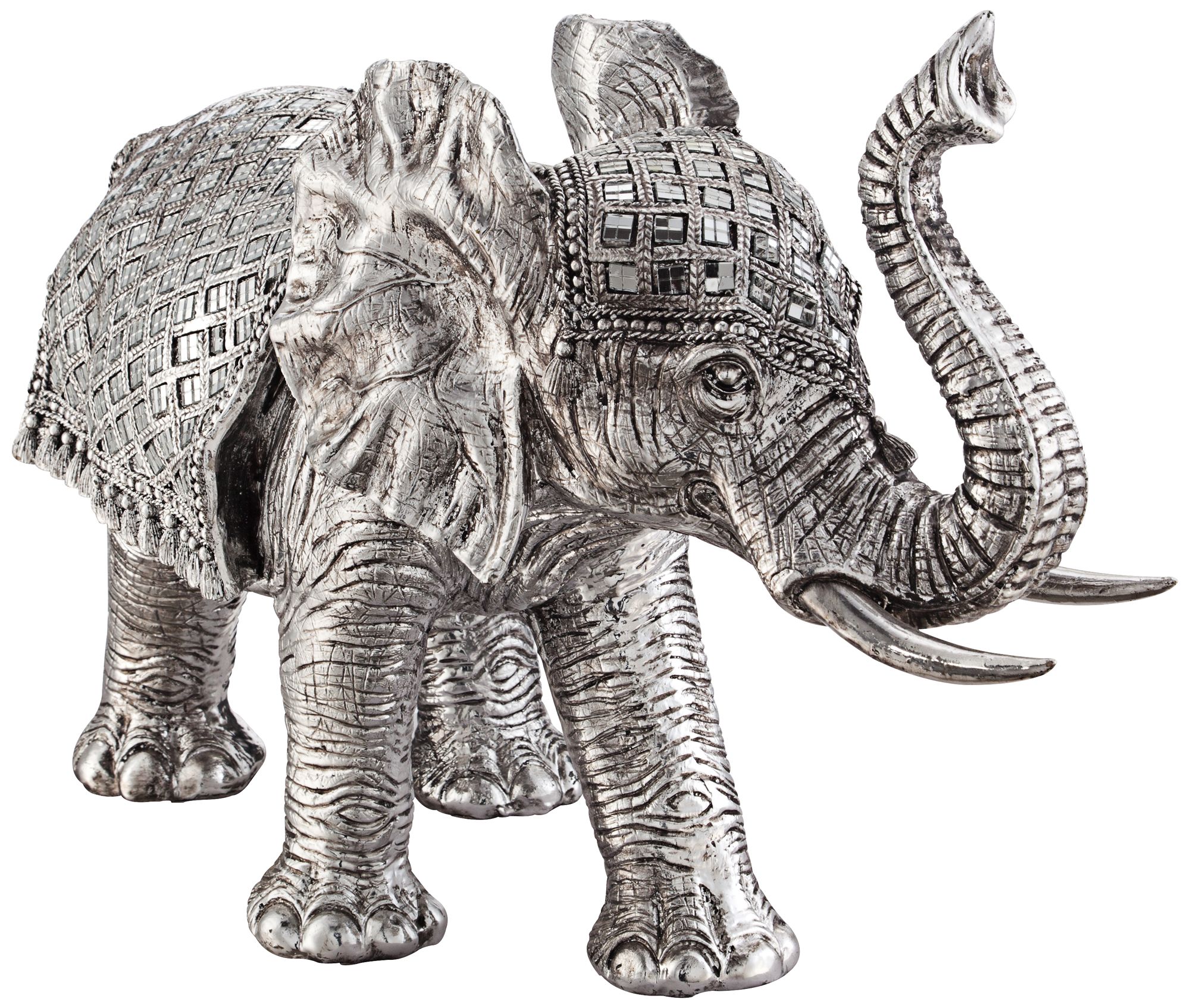 Walking Elephant 12 3/4" High Silver Statue 8J464 Lamps Plus