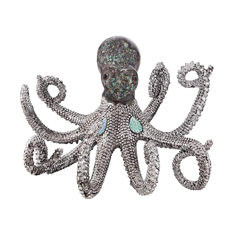 Ocean Deep 10&quot; Wide Silver Luxe Octopus Figurine more views