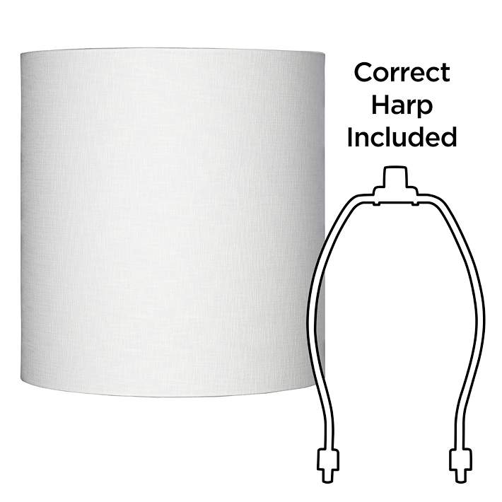 White Tall Linen Drum Shade 14x14x15, 14 Inch High Drum Lamp Shade