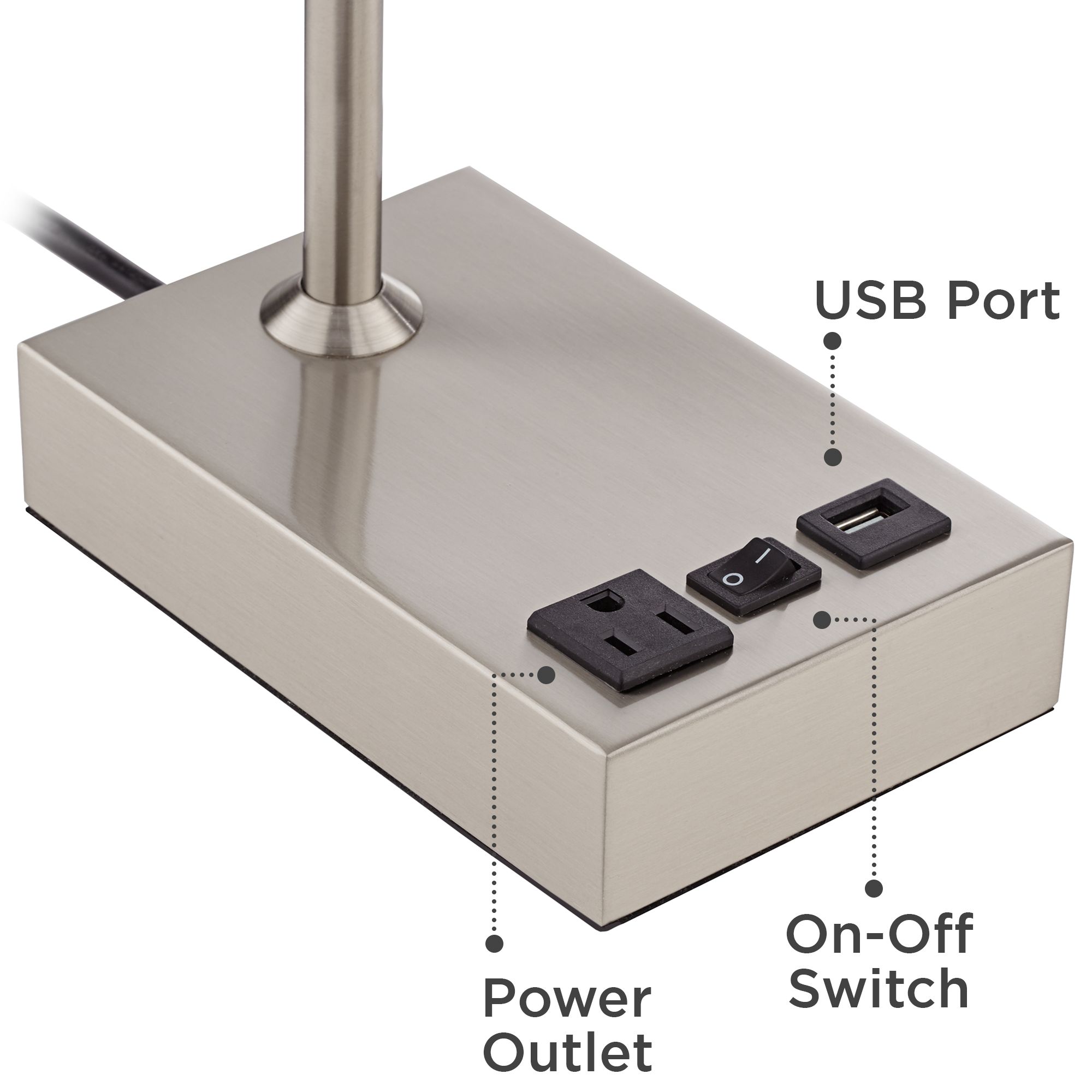 Slimline Swing Arm LED Desk Lamp with Outlet and USB Port 8R829