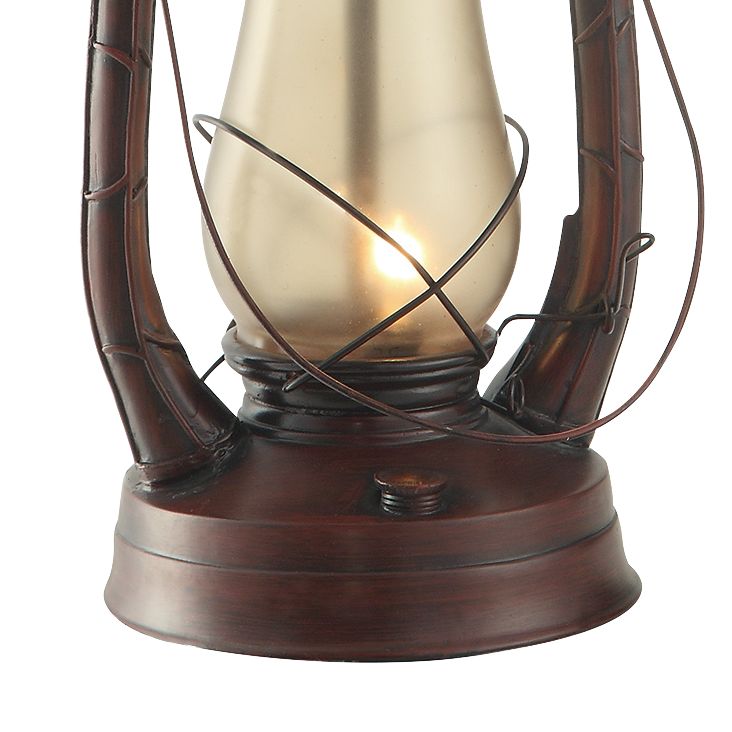 Crestview Rustic Red Lantern Table Lamp with Nightlight 8V258