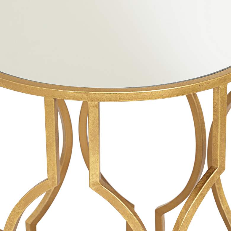 Fara 20&quot; Wide Gold and Mirrored Top Round End Table more views