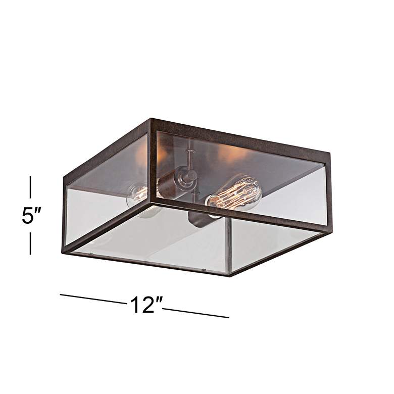 Montesidro 12&quot;W Bronze and Glass Outdoor Ceiling Light more views