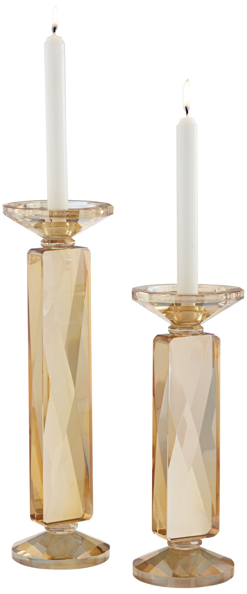 Wembley Amber Glass Pillar Candle Holders Set of 2 90A41 Lamps Plus