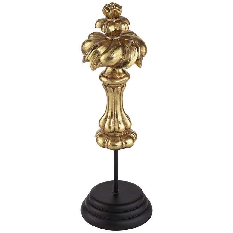 Charlotta 16&quot; High Matte Gold Finish Traditional Floral Finial Statue more views