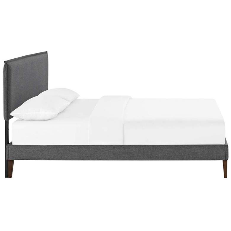 Amaris Gray Polyester Fabric Platform Queen Bed more views