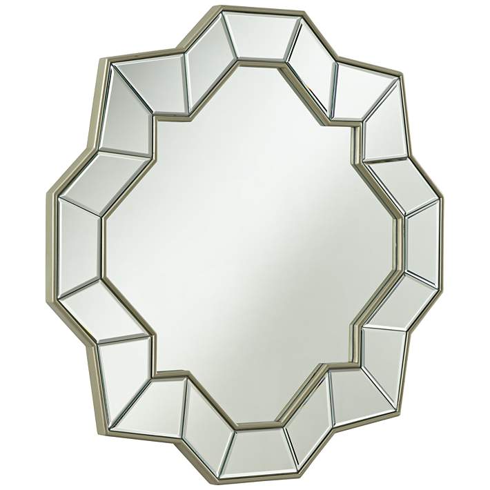 Champagne Quatrefoil Wall Mirror, White Beaded Quatrefoil Wall Mirror