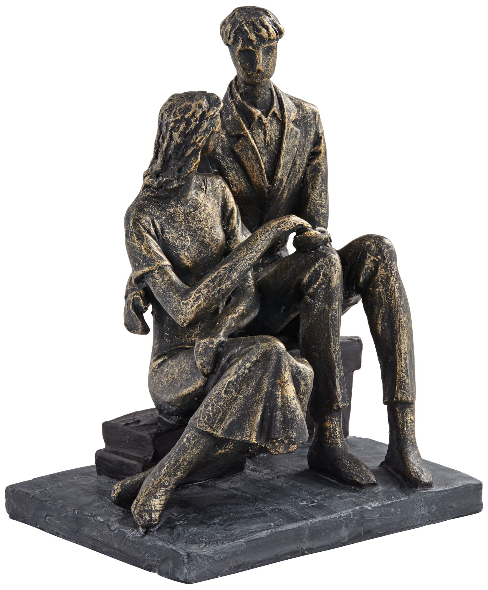 Couple Sitting 8" High Antique Bronze Statue 90N40 Lamps Plus