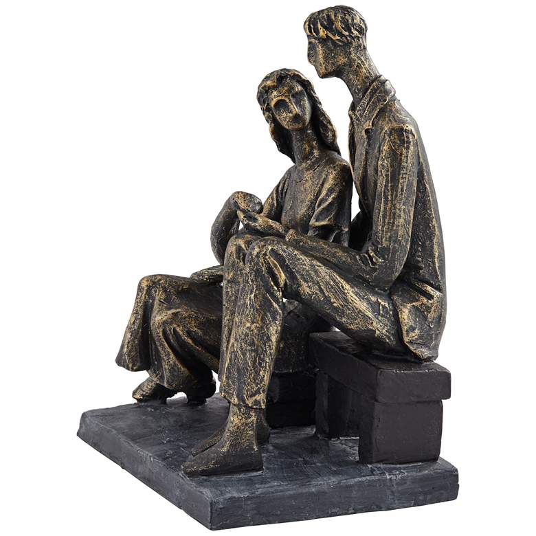 Couple Sitting 8&quot; High Antique Bronze Statue more views