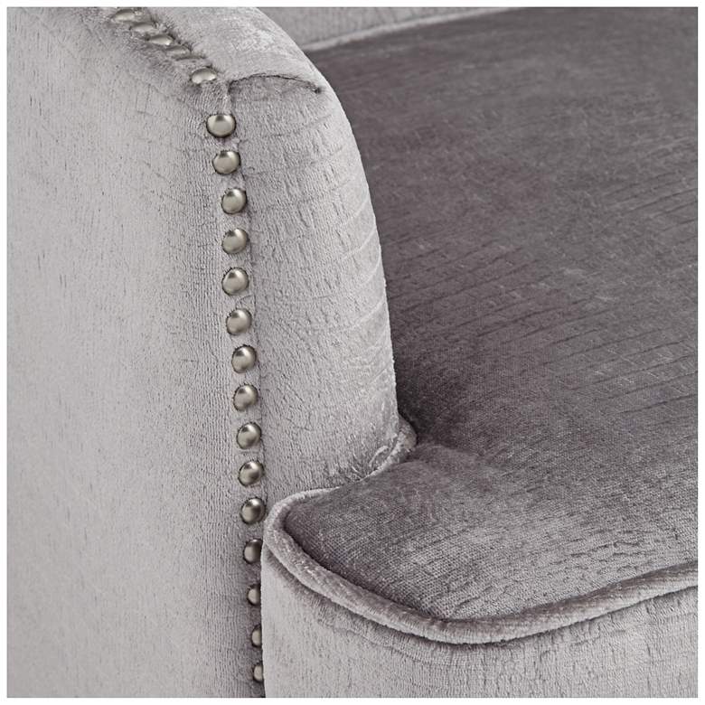 Image 5 Aston Gray Alligator Print Upholstered Armchair with Wood Legs more views