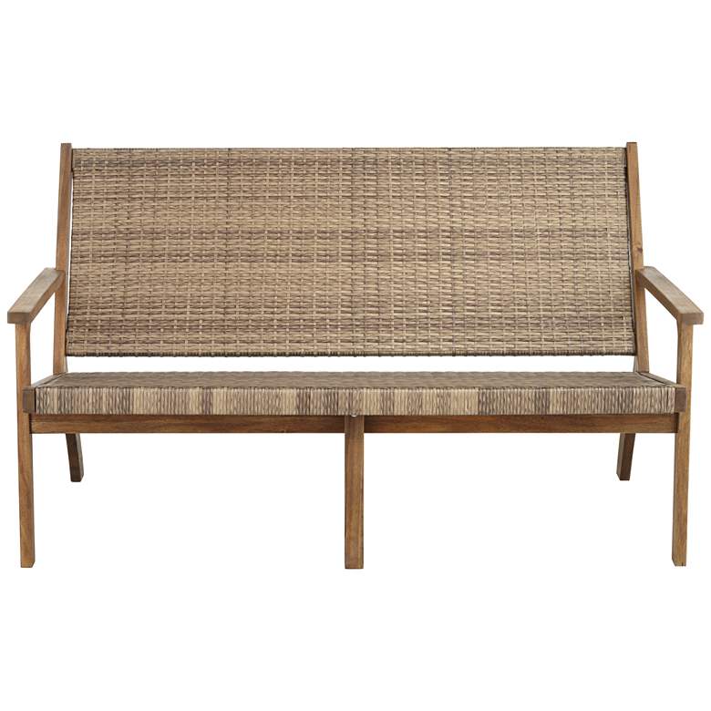 Perry 55 1/4&quot; Wide Natural Wood Outdoor Sofa more views