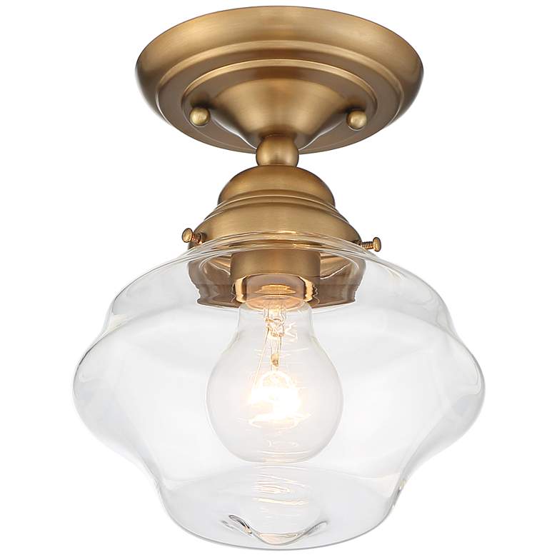 Image 5 Schoolhouse Floating 7" Wide Brass and Clear Glass Ceiling Light more views