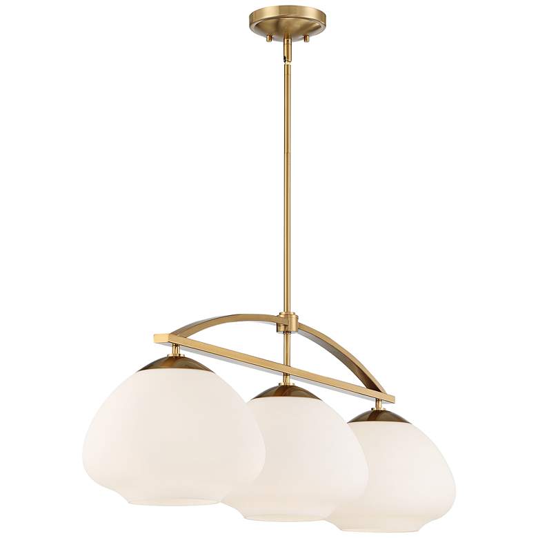 Orilla 42 1/4&quot; Wide Warm Brass and Opal Glass Island Pendant Light more views