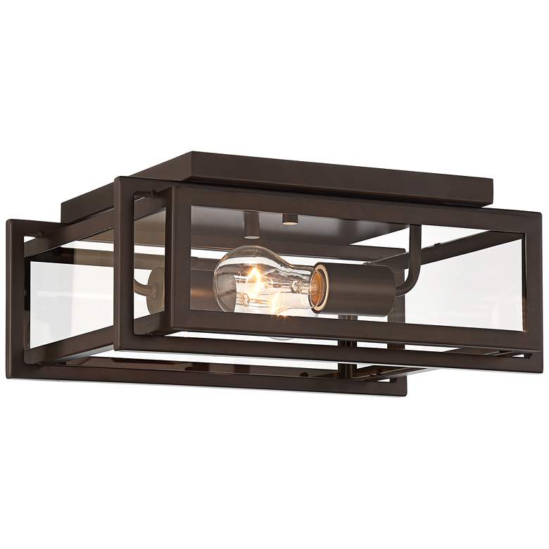 Image 4 Gilfrey 14" Wide Oil-Rubbed Bronze Square 2-Light Ceiling Light more views