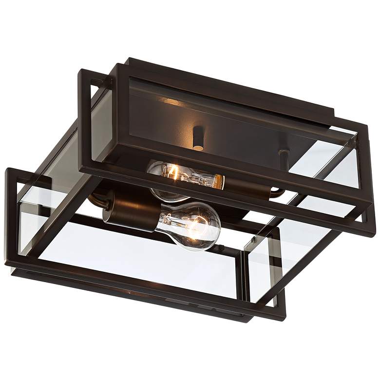 Image 5 Gilfrey 14" Wide Oil-Rubbed Bronze Square 2-Light Ceiling Light more views