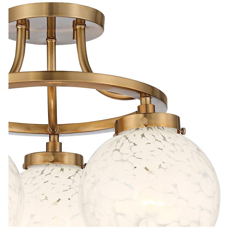 Image 3 Candida 16 1/2" Wide Warm Aged Brass and Glass 3-Light Ceiling Light more views