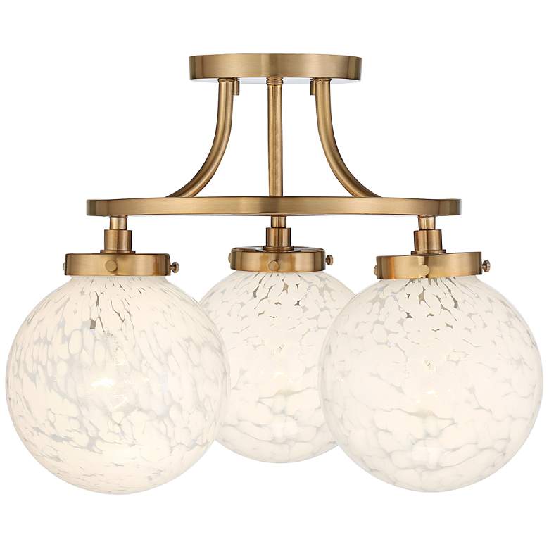 Image 5 Candida 16 1/2" Wide Warm Aged Brass and Glass 3-Light Ceiling Light more views