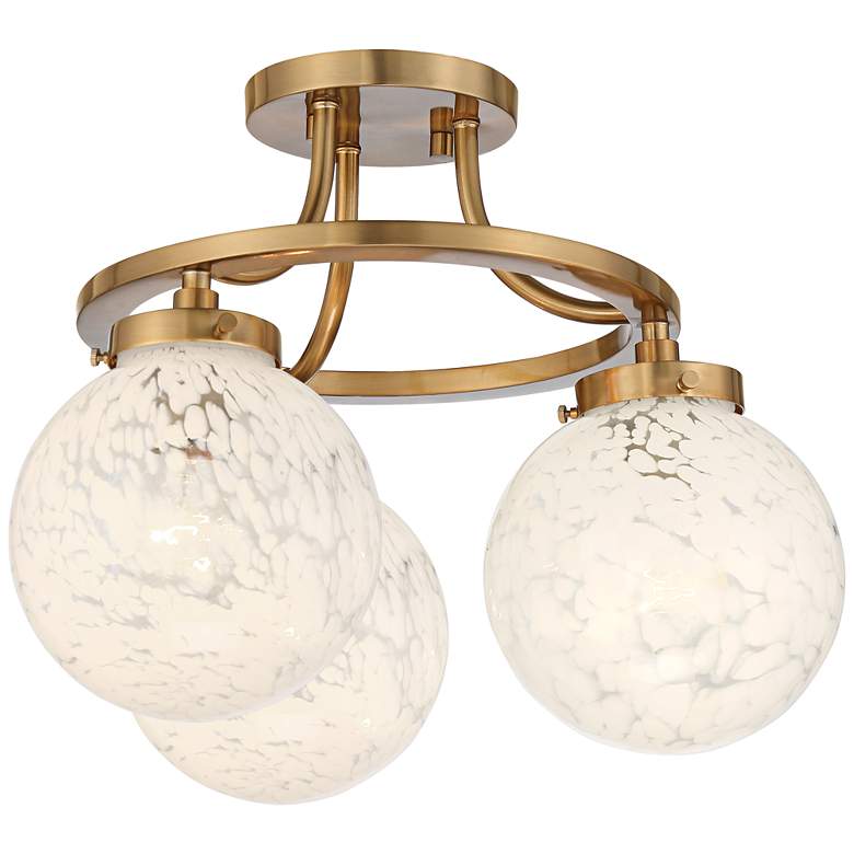Image 6 Candida 16 1/2" Wide Warm Aged Brass and Glass 3-Light Ceiling Light more views