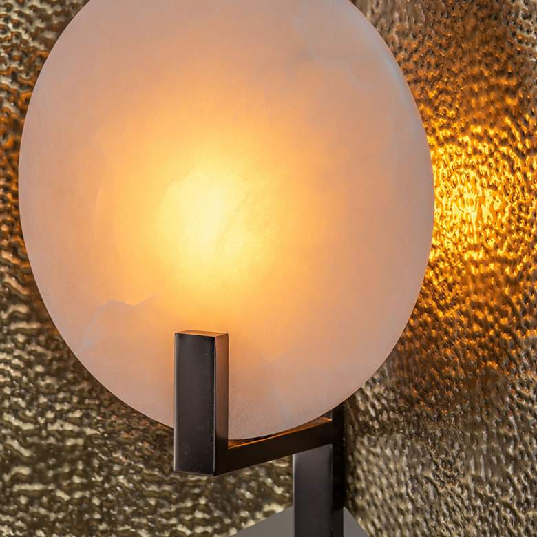 Image 3 Amory Alabaster and Hammered Brass Shield Floor Lamp more views