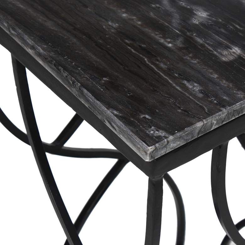 Imogen 12&quot; Wide Gray Stone and Black Powder Accent Table more views