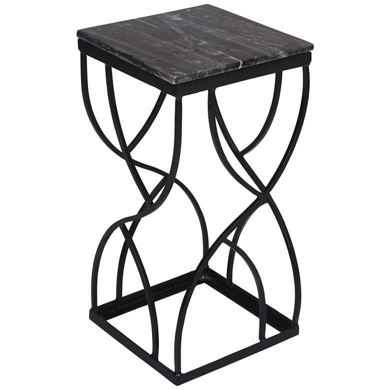 Imogen 12&quot; Wide Gray Stone and Black Powder Accent Table more views
