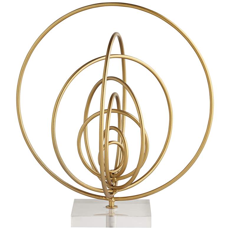 Image 5 Abstract Ring 13" High Gold Metal Sculpture more views