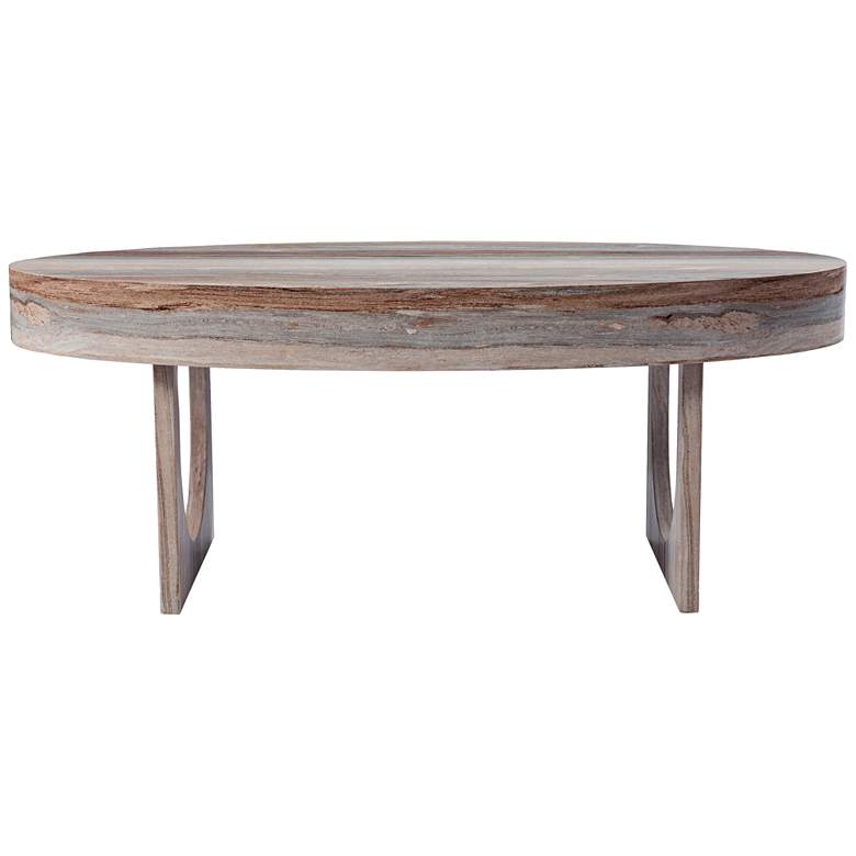 Chadkirk 43 1/4&quot; Wide Brown Faux Marble Oval Cocktail Table more views