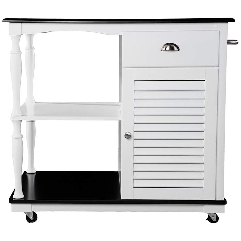 Muxlow 38 1/2&quot;W White and Black Rolling Kitchen Island Cart more views