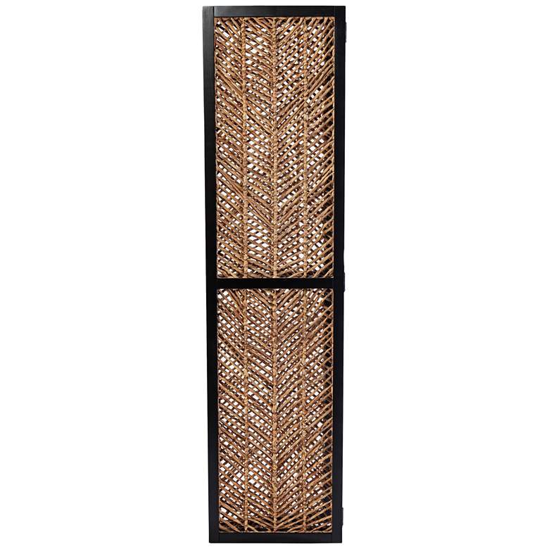 Quilino 53&quot;W Black Natural 3-Panel Woven Room Screen Divider more views