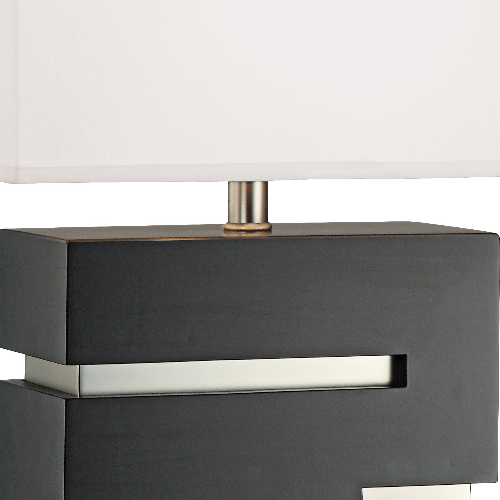 Espresso Grid Modern Table Lamp with Base Outlet Socket 91Y07