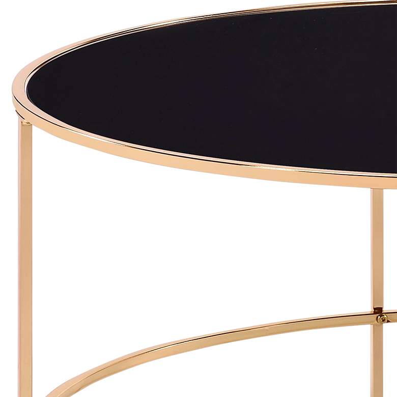 Image 3 Fontayn 36" Wide Gold Metal Black Glass Round Coffee Table more views