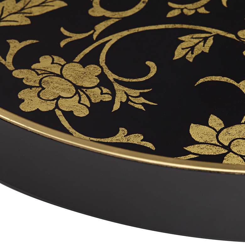 Floral Painted Black and Gold Round Decorative Tray more views