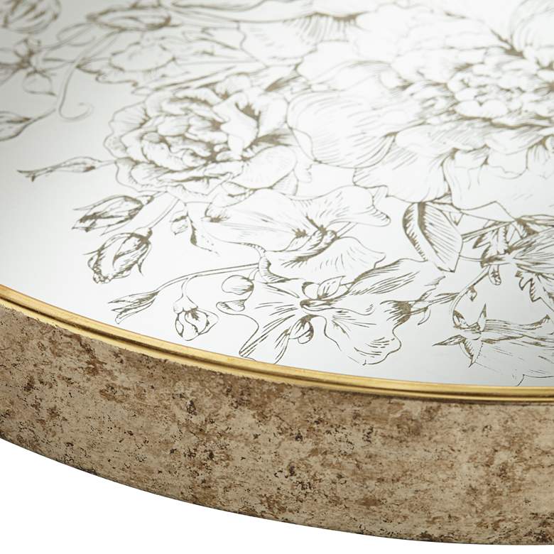 Floral Center Painted Gold and White Round Decorative Tray more views