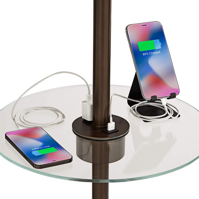 Image 4 Morrow Tray Table Floor Lamp with USB and Outlet Set of 2 more views