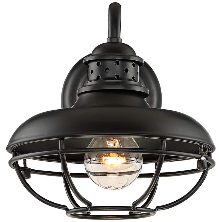 Image 4 Franklin Park 9" High Black Finish Metal Cage Outdoor Wall Light more views