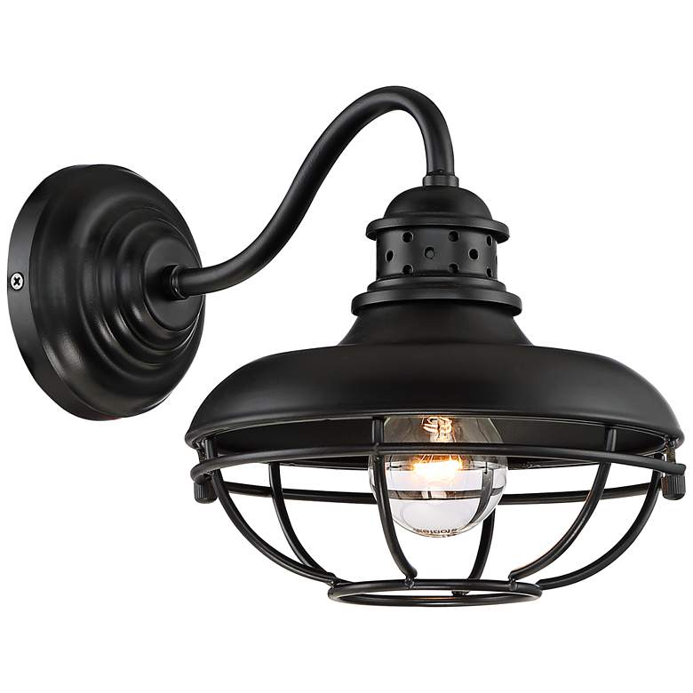 Image 5 Franklin Park 9" High Black Finish Metal Cage Outdoor Wall Light more views