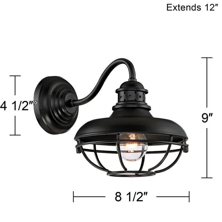 Image 7 Franklin Park 9" High Black Finish Metal Cage Outdoor Wall Light more views