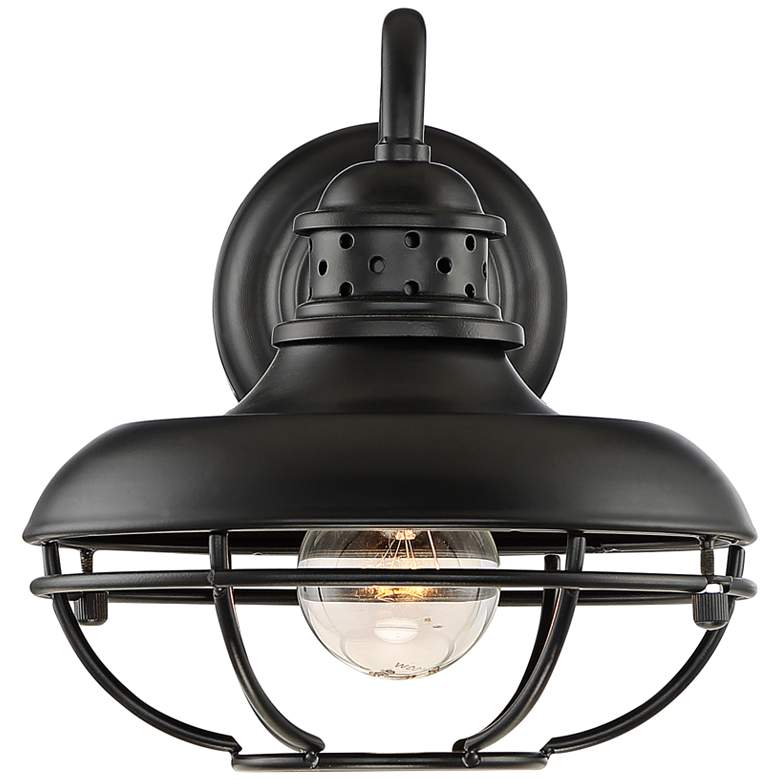 Franklin Park 9&quot;H Black Cage Outdoor Wall Lights Set of 2 more views