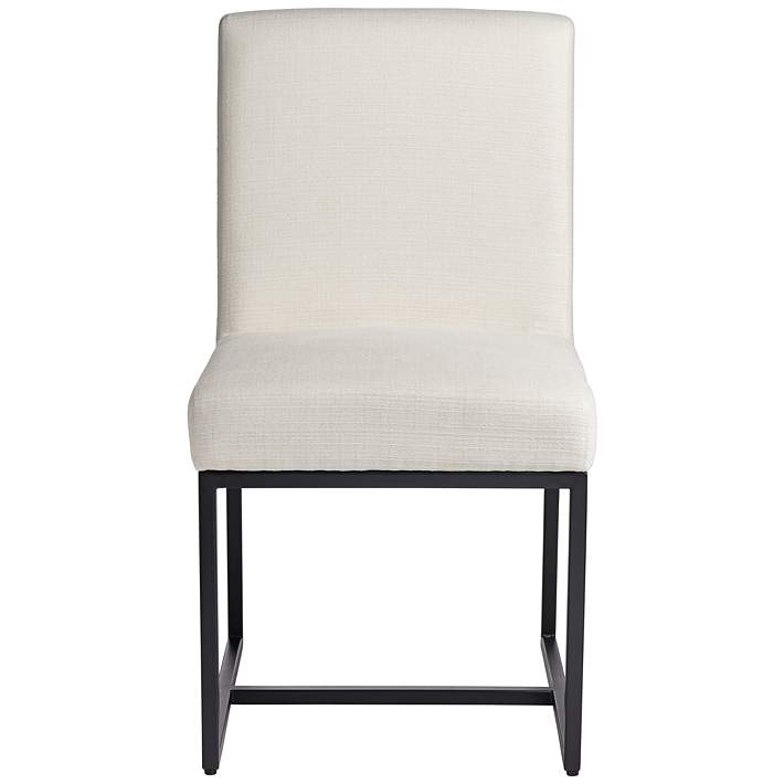 Myles Off White Fabric And Black Metal, Off White Fabric Dining Chairs