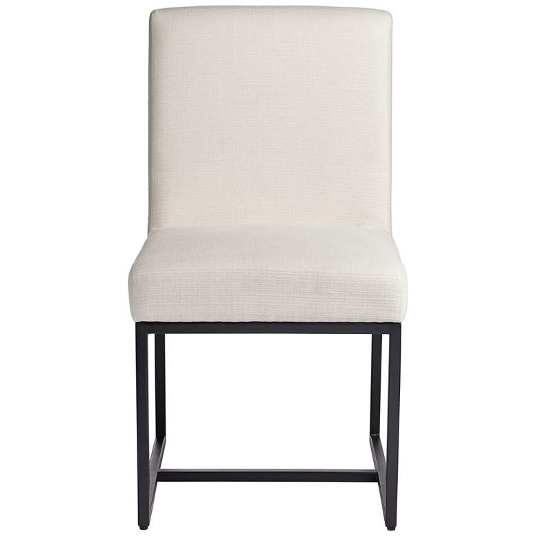 Myles Off-White Fabric and Black Metal Dining Chair more views