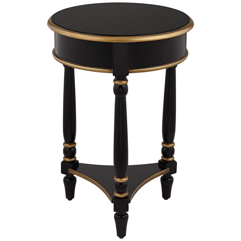 Cason 18 1/4&quot; Wide Black and Gold Round Side Table more views