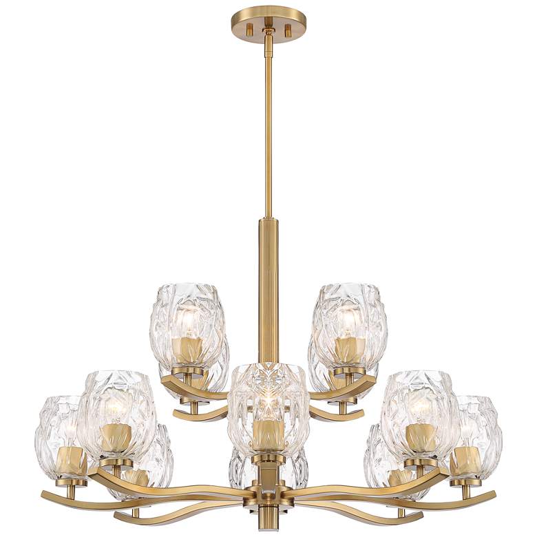 Image 7 Stiffel Veronica 33 1/4" Wide Gold and Glass 12-Light Chandelier more views