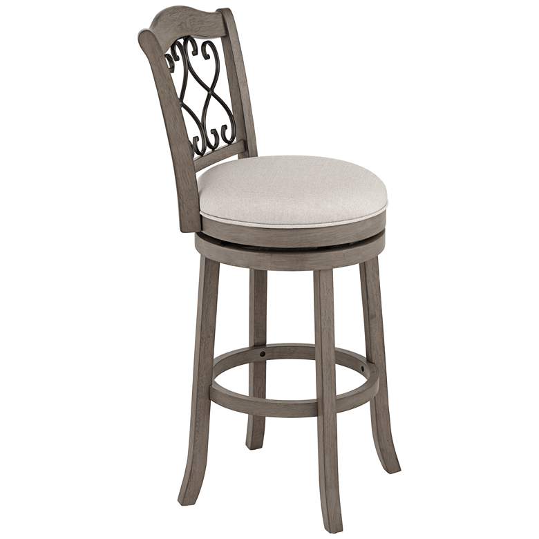 Newton 26&quot; Gray Fabric and Wood Swivel Counter Stool more views