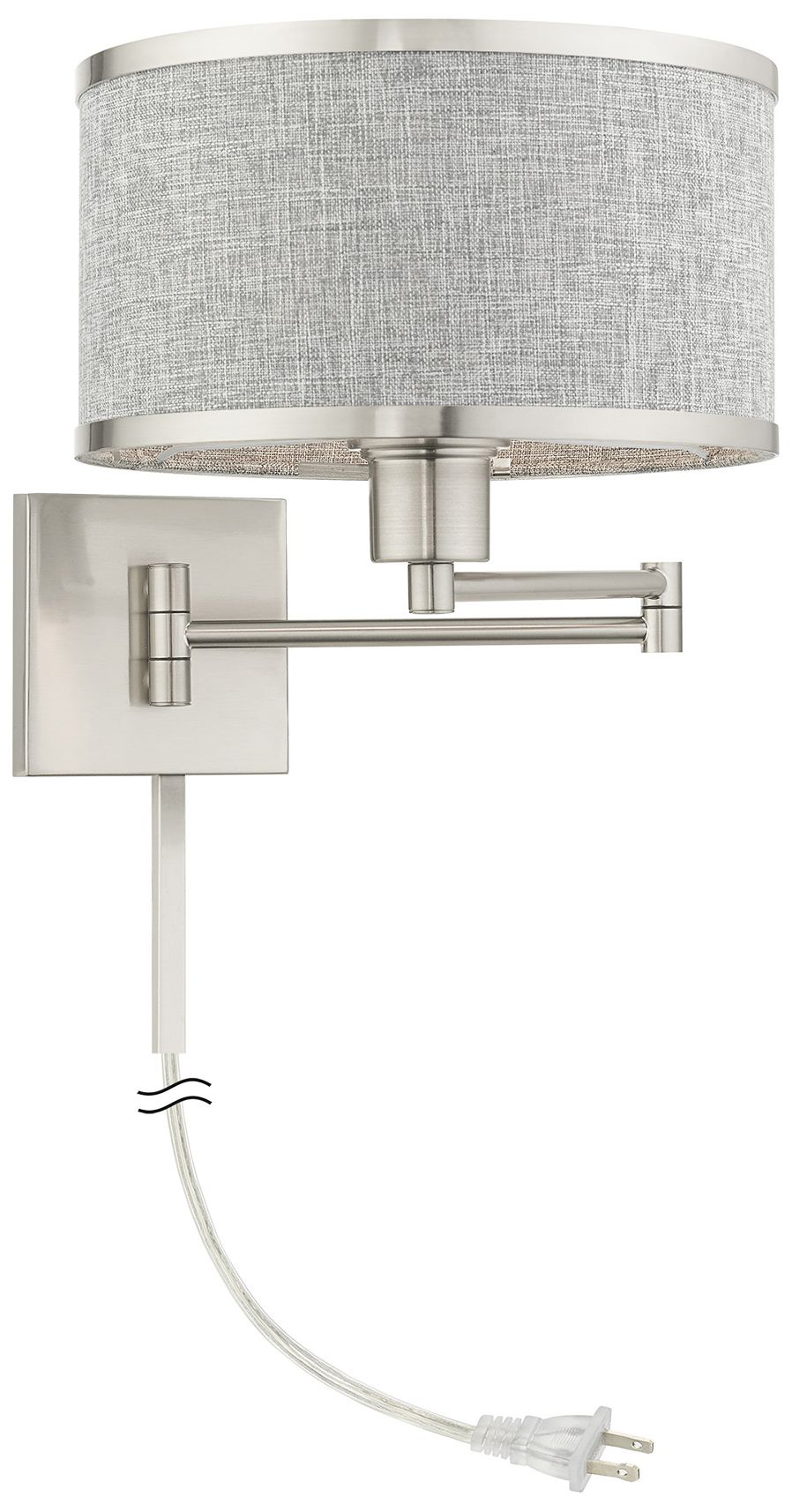 Park Ridge Brushed Nickel Swing Arm Wall Lamp w/ Gray Shade 94C08