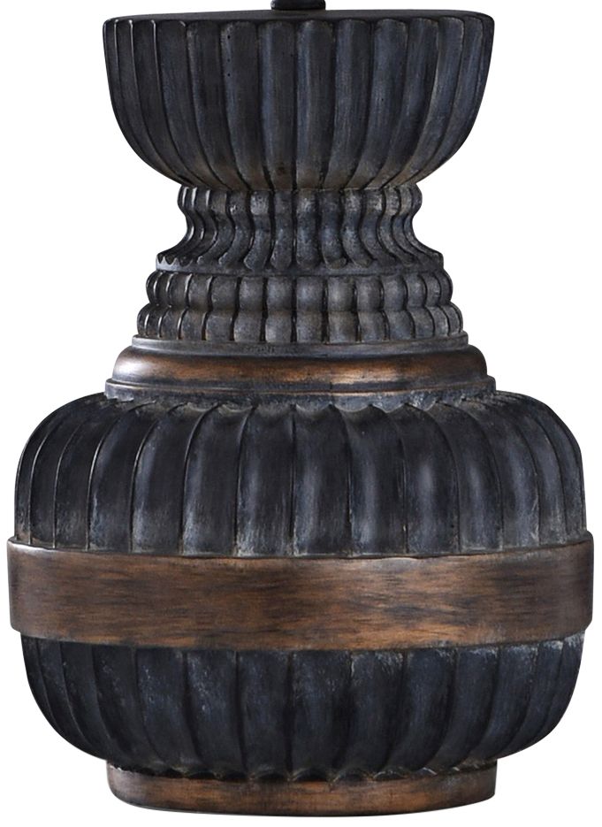 Malta Ribbed Faded Ebony and Bronze Metal Vase Table Lamp 94C57